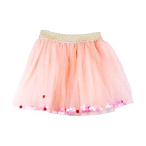 Girls' Pink Tulle Skirt with Gold Waistband